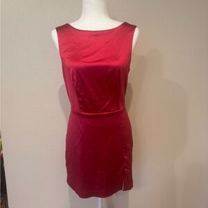 Red/Berry Sleeveless Satin Mini Dress